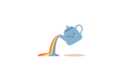 Cute blue teapot pouring a vibrant rainbow in a minimal vect Product Image 1