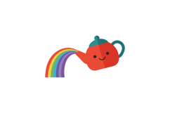 A cheerful red watering can pouring a vibrant rainbow in a f Product Image 1