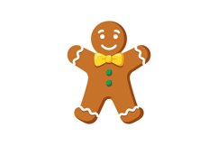 Cheerful gingerbread man character with a yellow bow tie in Product Image 1