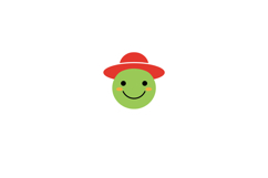 Happy green face wearing a red hat in a flat, cheerful style Product Image 1