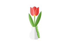 Green caterpillar resting on a vibrant red tulip in a modern Product Image 1