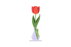Colorful tulip flower in a vase with a green caterpillar, fl Product Image 1