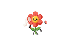 Cheerful flower character with a butterfly net capturing a b Product Image 1
