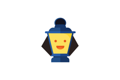 Happy lantern character in flat design style with cheerful e Product Image 1