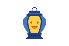 Friendly smiling lantern character design in a flat vector i Product Image 1