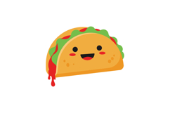 Happy taco character with vibrant colors in a playful flat d Product Image 1