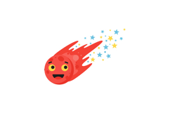 Cartoon-style comet with a cheerful face and bright flames l Product Image 1