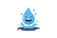 Happy water droplet character making a splash in a playful, Product Image 1