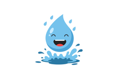 Happy water droplet character splashing joyfully in a playfu Product Image 1