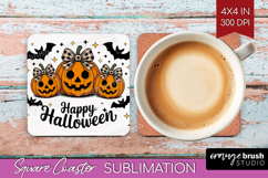 Jack-o-Lantern Halloween Square Coaster Spooky Season PNG Product Image 1