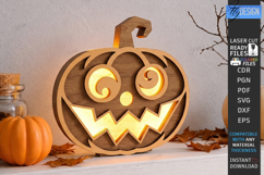 Jack o Lantern Candle Holder Laser Cut | Halloween Pumpkin Product Image 1