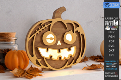 Jack o Lantern Candle Holder Laser Cut | Halloween Pumpkin Product Image 1