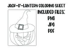 Jack-O'-Lantern Witch Hat Coloring Sheet for Kids Product Image 1