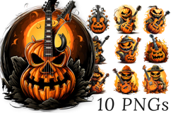 Halloween Music Clipart Bundle: 10 Rockstar Jsack o Lanterns Product Image 1