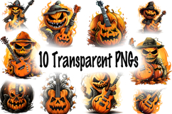 Halloween Music Clipart Bundle: 10 Rockstar Jsack o Lanterns Product Image 10