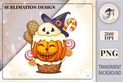 Fun kawaii Halloween pumpkin ice cream clipart with sweets and waffle cup. Perfect for sublimation, greeting cards, t-shirts, scrapbooks and digital downloads.