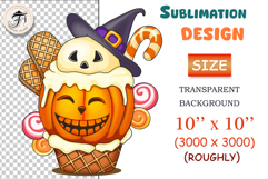 Fun kawaii Halloween pumpkin ice cream clipart with sweets and waffle cup. Perfect for sublimation, greeting cards, t-shirts, scrapbooks and digital downloads.