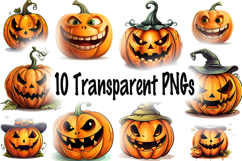 Halloween Jack O Lanterns Clipart | Spooky Pumpkin PNG Product Image 11