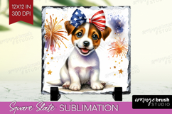 Jack Russell Terrier Dog Slate PNG Patriotic Dog Square Product Image 1