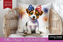 Jack Russell Terrier Dog Pillow Sublimation Patriotic Dog Product Image 1