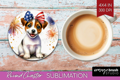 Jack Russell Terrier Dog Round Coaster Patriotic Dog Coaster Product Image 1