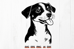 Jack Russell Terrier SVG Tongue Out, Happy Dog Face PNG DXF Product Image 1