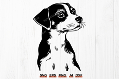 Jack Russell Terrier SVG Looking Sideways, Alert Dog PNG DXF Product Image 1