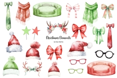 Watercolor Christmas husky clipart. Xmas dogs set Product Image 3