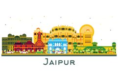 Jaipur India City Skyline with Color Buildings Isolated. Product Image 1