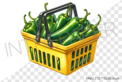 Jalapenos in Yellow Plastic Basket PNG Vegetable Clipart Product Image 1