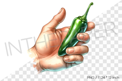 Hand Holding Jalapeno Pepper PNG Vegetable Clipart Spicy Product Image 1