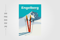 ski pole in snow vintage poster illustration design Product Image 1