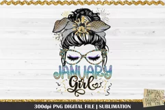 January Girl PNG Design. 300dpi PNG Digital File for sublimation, iron-on transfer, DTG printing or other print projects.