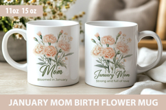 January birth flower mug wrap, mothers day mug wrap Product Image 1