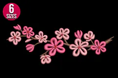 Japanese Cherry Branch Machine Embroidery Design - 6 sizes Product Image 2