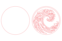 Japanese Ocean Wave Round Laser Cut SVG Product Image 2