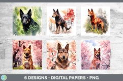 Bundle of six Watercolor Australian Kelpies Paper Backgrounds designs.