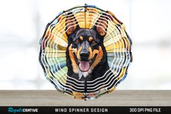 Japanese Watercolor Australian Kelpie Dog Wind Spinner PNG Product Image 1