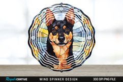 Japanese Watercolor Australian Kelpie Dog Wind Spinner PNG Product Image 1