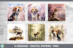 Bundle of six Watercolor Beagles Paper Backgrounds designs.