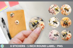 Bundle of six Watercolor Bees Stickers designs.