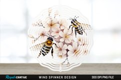 Japanese Watercolor Bees Wind Spinner Sublimation Design PNG Product Image 1