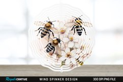Japanese Watercolor Bees Wind Spinner Sublimation Design PNG Product Image 1