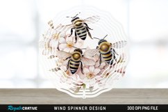 Japanese Watercolor Bees Wind Spinner Sublimation Design PNG Product Image 1