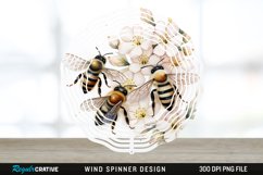 Japanese Watercolor Bees Wind Spinner Sublimation Design PNG Product Image 1