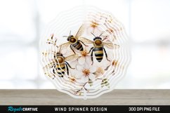 Japanese Watercolor Bees Wind Spinner Sublimation Design PNG Product Image 1