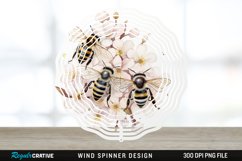 Japanese Watercolor Bees Wind Spinner Sublimation Design PNG Product Image 1