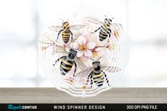 Japanese Watercolor Bees Wind Spinner Sublimation Design PNG Product Image 1