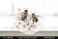 Japanese Watercolor Bees Wind Spinner Sublimation Design PNG Product Image 1