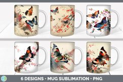 Bundle of six Watercolor Butterflies Mug Wrap designs.